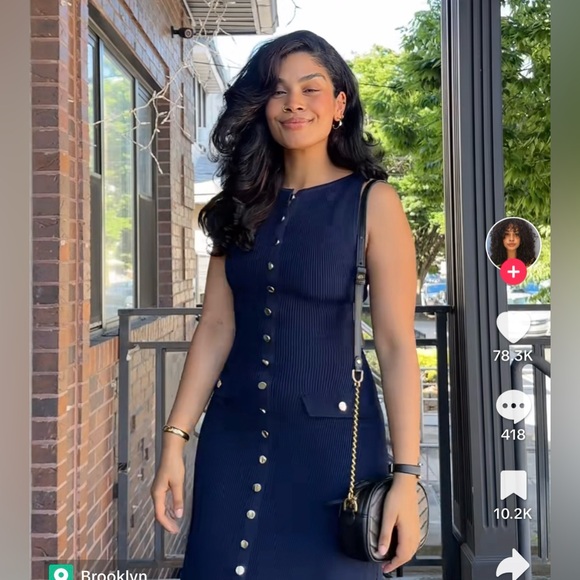 MESHKI SAWYER DRESS IN NAVY - Picture 2 of 7